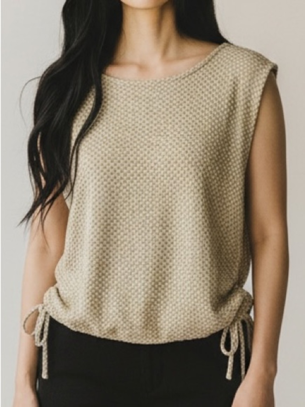 Ann Taylor Factory | Crewneck Bubble Hem Sleeveless Top Soft Clay | Small NWT